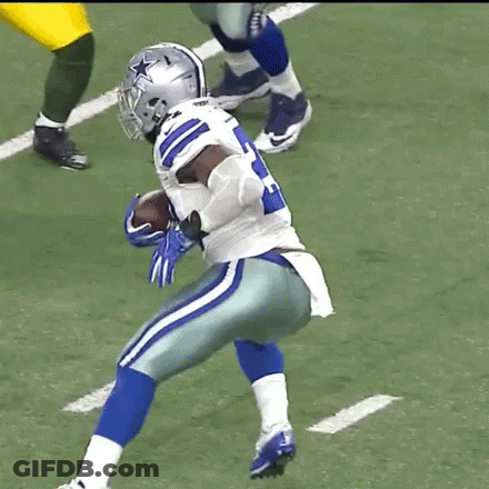 Football Player In White And Blue Uniform Running With Ball GIF