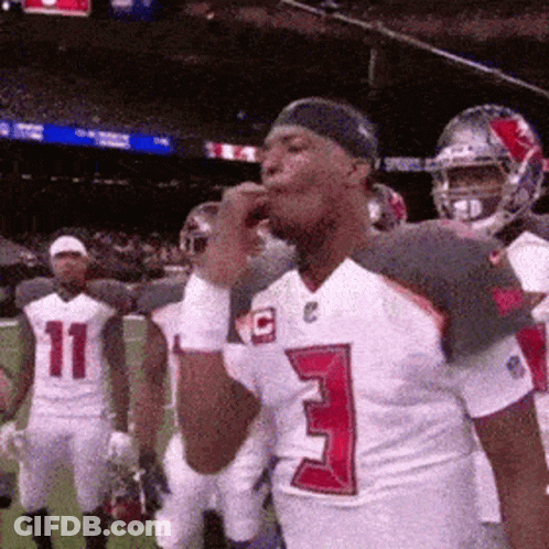 Football Player In White Jersey Number 3 On Field GIF