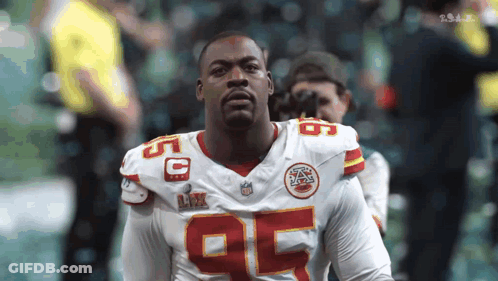 Football Player In White Jersey Number 95 GIF