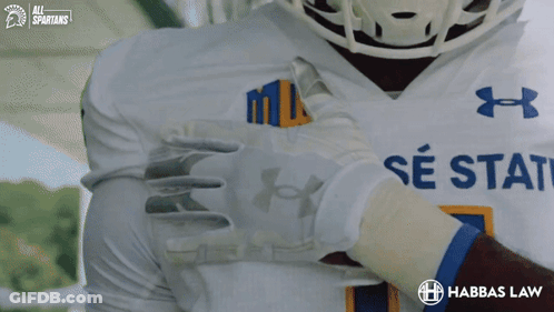 Football Player In White Under Armour Jersey With SE State GIF