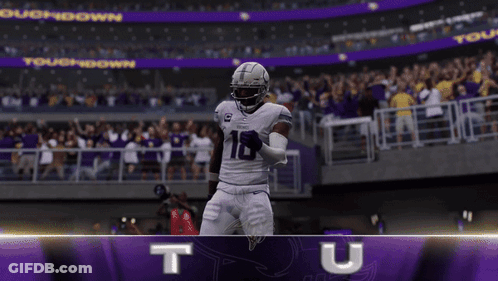Football Player In White Uniform Number 18 GIF
