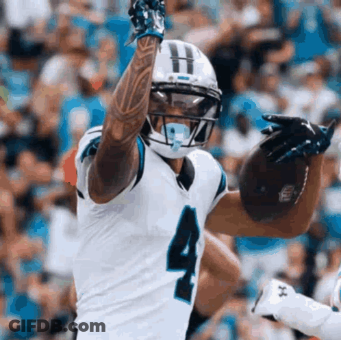 Football Player In White Uniform Number 4 GIF