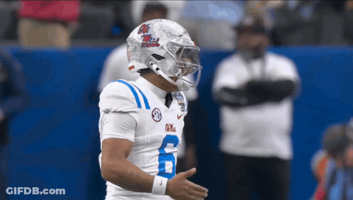 Football Player In White Uniform Number 6 GIF