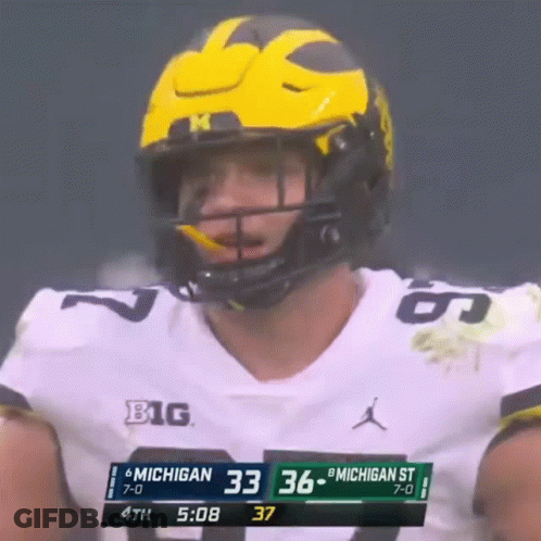 Football Player In Yellow Helmet Number 33 GIF