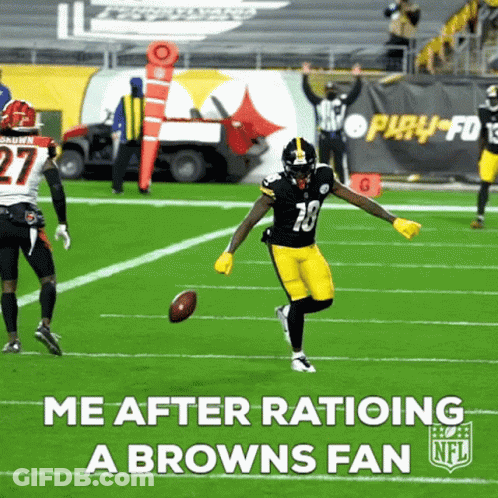 Football Player Kicking Ball Me After Ratioing A Browns Fan GIF