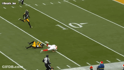 Football Player Laying On Field With Royals Jun GIF