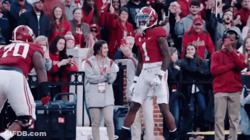 Football Player Number 1 Celebrating Touchdown GIF