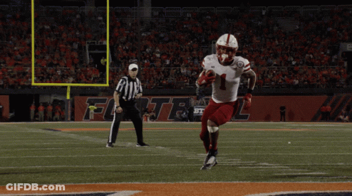 Football Player Number 1 Running On Field GIF