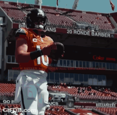 Football Player Number 10 Holding Football GIF