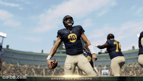 Football Player Number 10 Holding Football GIF