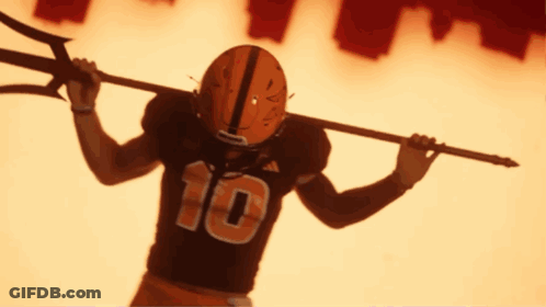 Football Player Number 10 Holding Trident GIF
