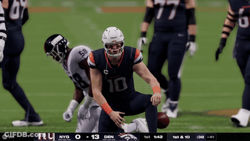 Football Player Number 10 Kneeling Down GIF