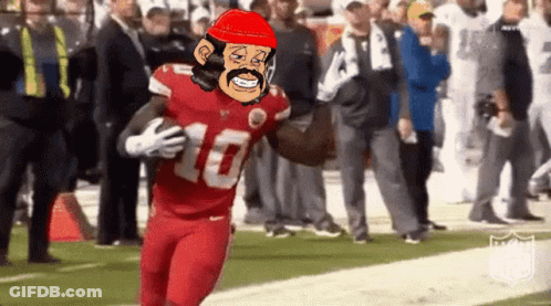 Football Player Number 10 Running Down Field GIF