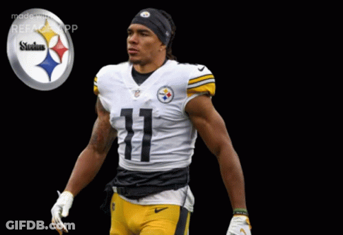 Football Player Number 11 In Front Of Steelers Logo GIF