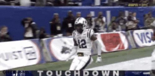 Football Player Number 12 Running GIF
