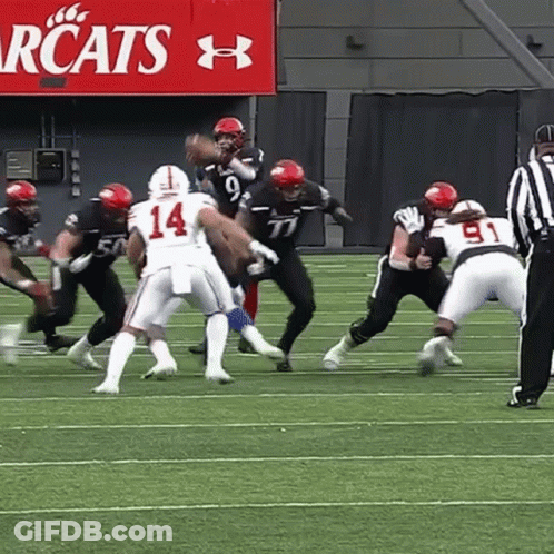 Football Player Number 14 Being Tackled GIF