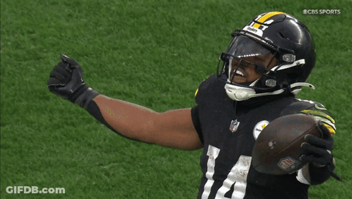 Football Player Number 14 Holding Football GIF