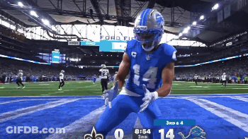 Football Player Number 14 Running On Field GIF