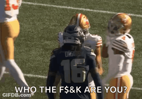 Football Player Number 16 Talking To Another GIF
