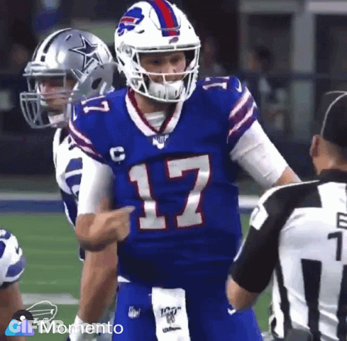 Football Player Number 17 Talking To Referee GIF