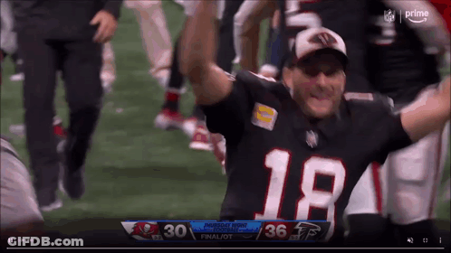 Football Player Number 18 Celebrating GIF