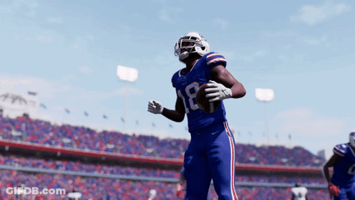 Football Player Number 18 Running With Ball GIF