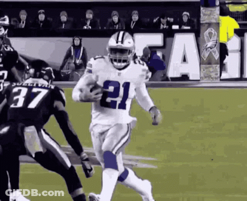 Football Player Number 21 Running With Ball GIF