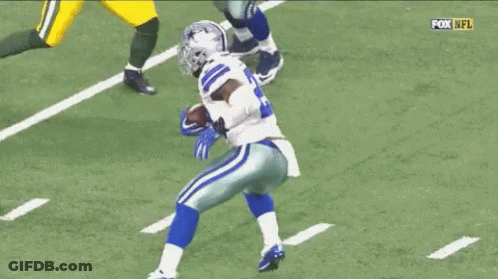 Football Player Number 21 Tackled By Packers Player GIF
