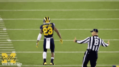 Football Player Number 23 Standing Next To Referee GIF