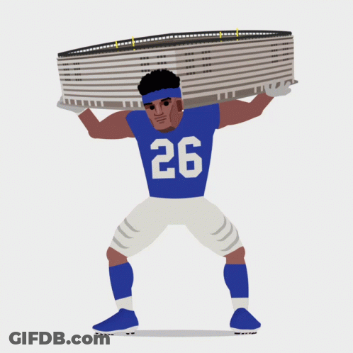 Football Player Number 26 Holding Stadium Model GIF
