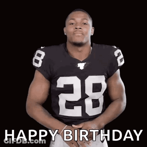 Football Player Number 28 Saying Happy Birthday GIF