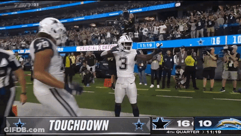 Football Player Number 3 Celebrating On Field GIF