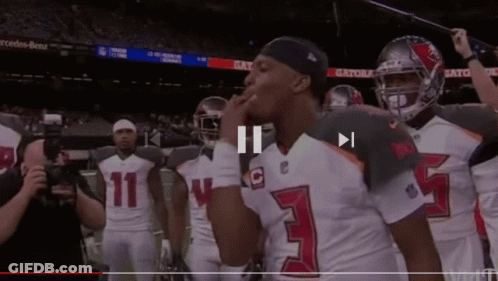Football Player Number 3 In Huddle GIF