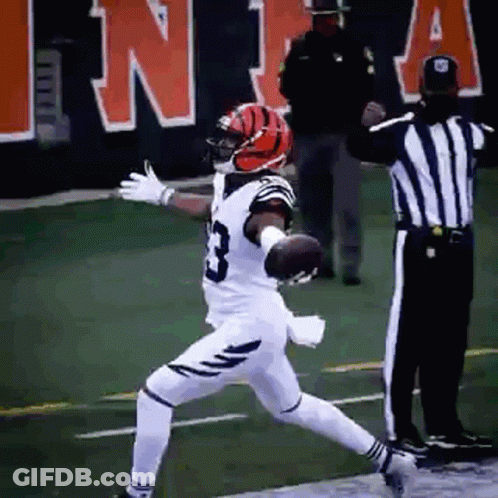 Football Player Number 3 Jumping With Referee GIF