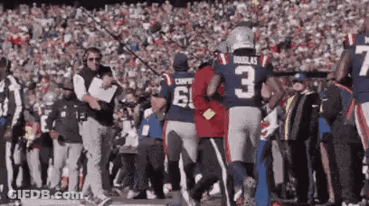 Football Player Number 3 Running On Field GIF
