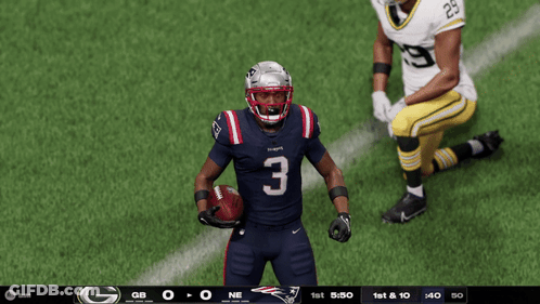 Football Player Number 3 Running With Ball GIF