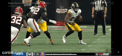 Football Player Number 32 Being Tackled GIF