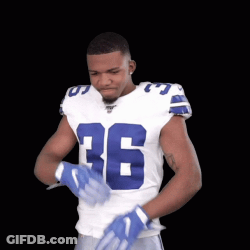 Football Player Number 36 In Blue Gloves GIF