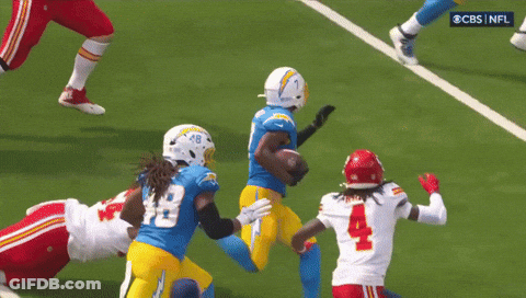 Football Player Number 4 Tackled GIF