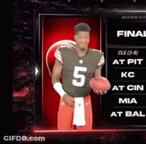 Football Player Number 5 Holding Ball GIF