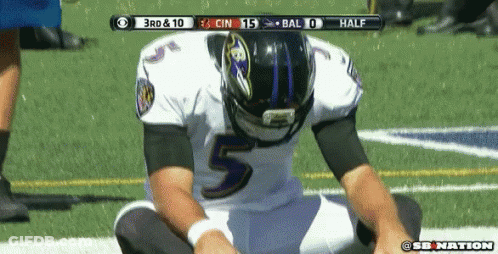 Football Player Number 5 Kneeling GIF