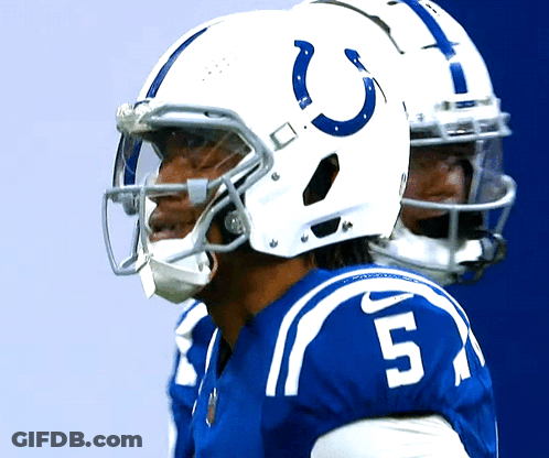 Football Player Number 5 Standing Next To Another GIF