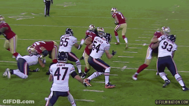 Football Player Number 54 Being Tackled GIF