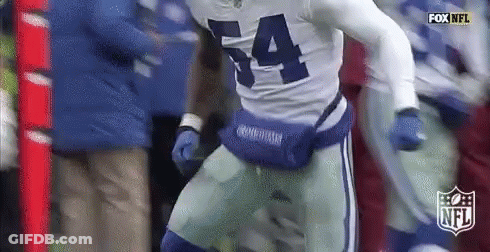 Football Player Number 54 Running With Fanny Pack GIF
