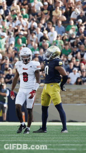 Football Player Number 8 Talking To Another Player GIF