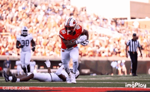 Football Player Number 80 Running With Ball GIF