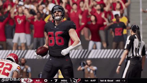 Football Player Number 86 Holding Football GIF