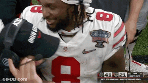 Football Player Number 9 Being Interviewed GIF