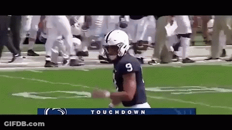 Football Player Number 9 Running On Field GIF