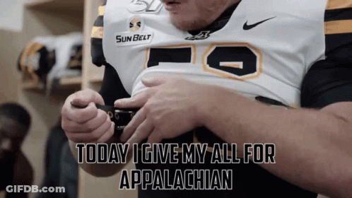 Football Player Number 9 Says Today I Give My All For Appalachian GIF